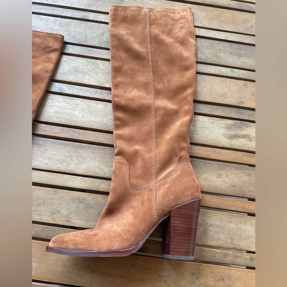 Dolce Vita Tan Suede Heeled Boots Knee High Kylar - Picture 5 of 10